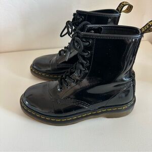 Black Patent Dr Martens Leather Lace-Up Boots